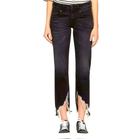 R13 Denim - R13 Boy straight 19V Moon Frayed black denim size 29